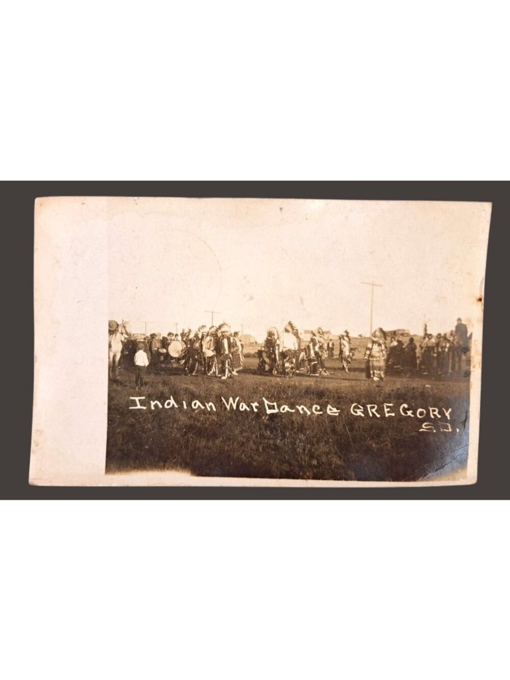 Antique Real Photo Postcard RPPC Land Lottery Gregory SD 1911 Indian War Dance